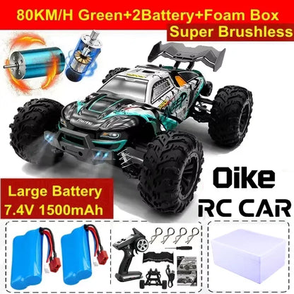 4WD Brushless RC Car – High-Speed Off-Road Racing Truck with LED Lights