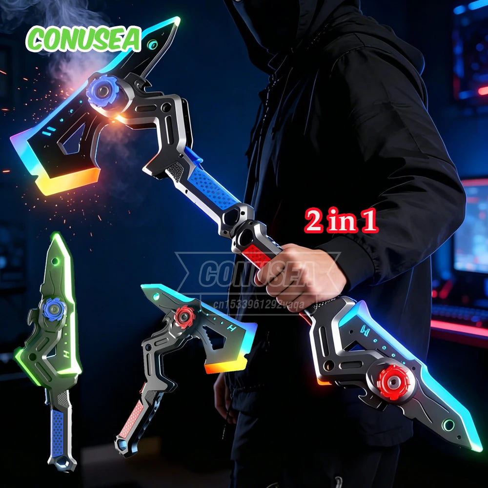 2-in-1 LED Light Sword & Axe Toy – Sound & Vibration