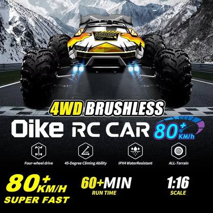 4WD Brushless RC Car – High-Speed Off-Road Racing Truck with LED Lights
