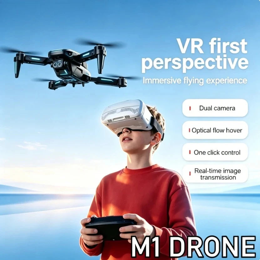 M1 Foldable Camera Drone with Dual HD Camera, Optical Flow, FPV & VR Glasses