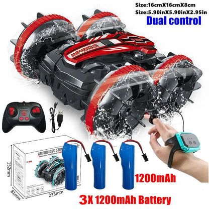 Amphibious RC Stunt Car 4WD Waterproof 360° Rotating Off-Road Toy