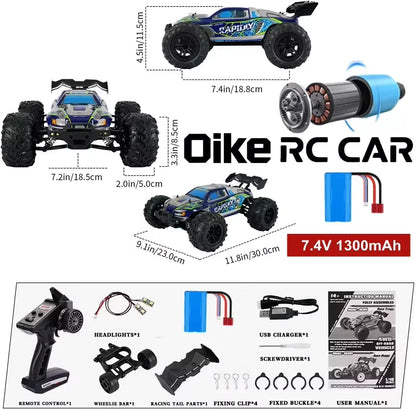 4WD Brushless RC Car – High-Speed Off-Road Racing Truck with LED Lights