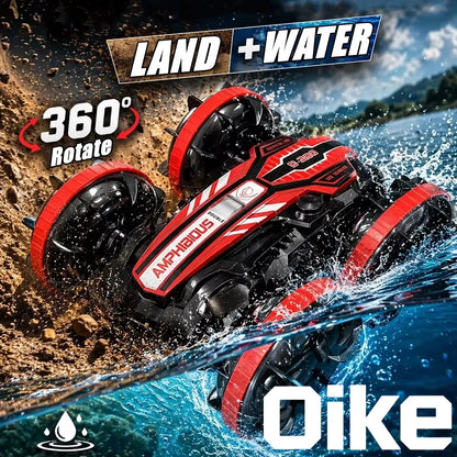 Amphibious RC Stunt Car 4WD Waterproof 360° Rotating Off-Road Toy