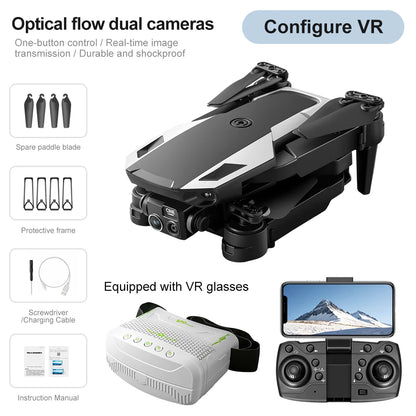 M1 Foldable Camera Drone with Dual HD Camera, Optical Flow, FPV & VR Glasses