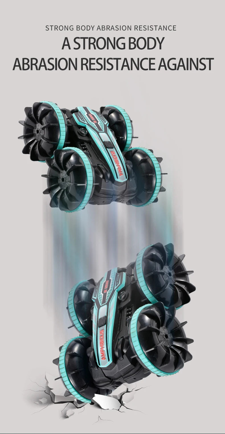 Amphibious RC Stunt Car 4WD Waterproof 360° Rotating Off-Road Toy