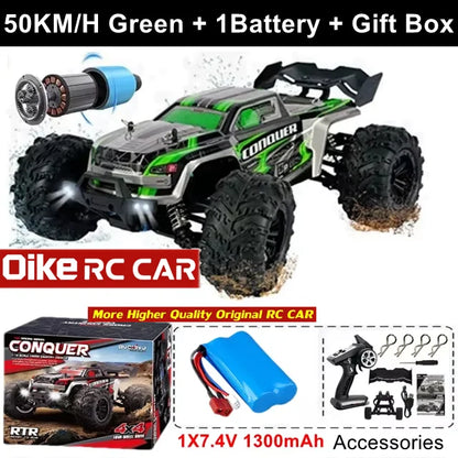 4WD Brushless RC Car – High-Speed Off-Road Racing Truck with LED Lights