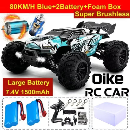 4WD Brushless RC Car – High-Speed Off-Road Racing Truck with LED Lights