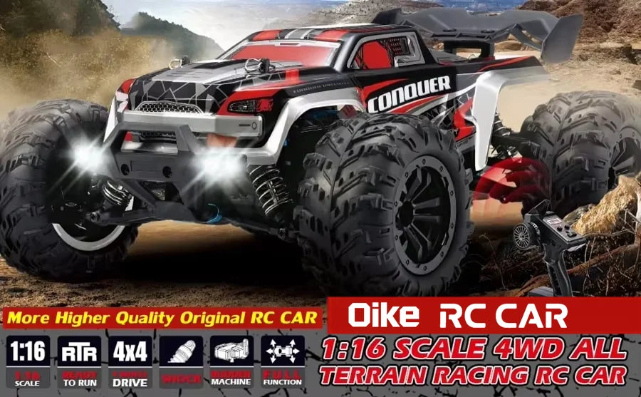 4WD Brushless RC Car – High-Speed Off-Road Racing Truck with LED Lights