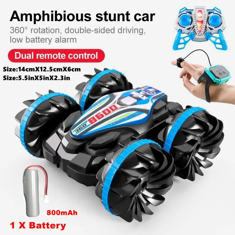 Amphibious RC Stunt Car 4WD Waterproof 360° Rotating Off-Road Toy