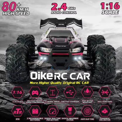4WD Brushless RC Car – High-Speed Off-Road Racing Truck with LED Lights