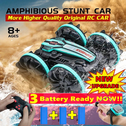 Amphibious RC Stunt Car 4WD Waterproof 360° Rotating Off-Road Toy