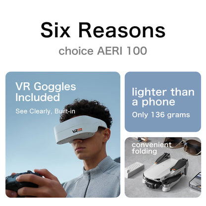 Aeri100 VR Drone with Dual HD Cameras & Brushless Motors