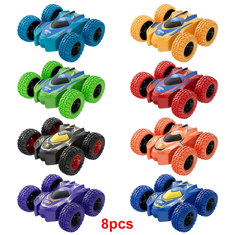 4–8 Pack 360° Rotating Stunt Toy Cars – Push & Go Friction-Powered Vehicles for Kids