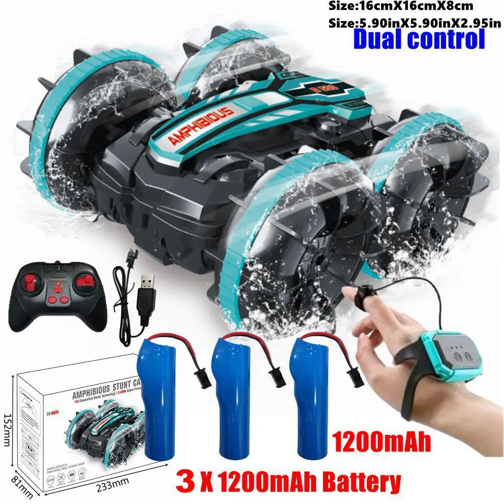 Amphibious RC Stunt Car 4WD Waterproof 360° Rotating Off-Road Toy