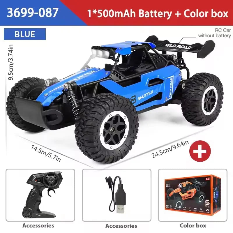 1:16 Scale RC Monster Truck – High-Speed Off-Road Car with LED Lights