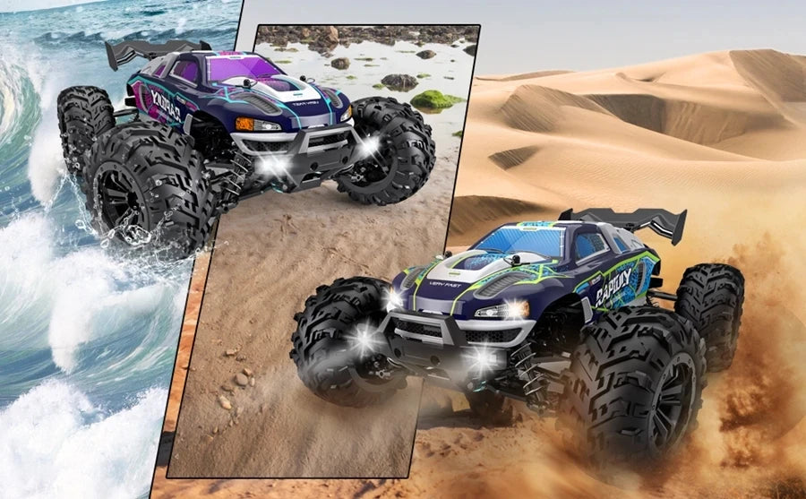 4WD Brushless RC Car – High-Speed Off-Road Racing Truck with LED Lights