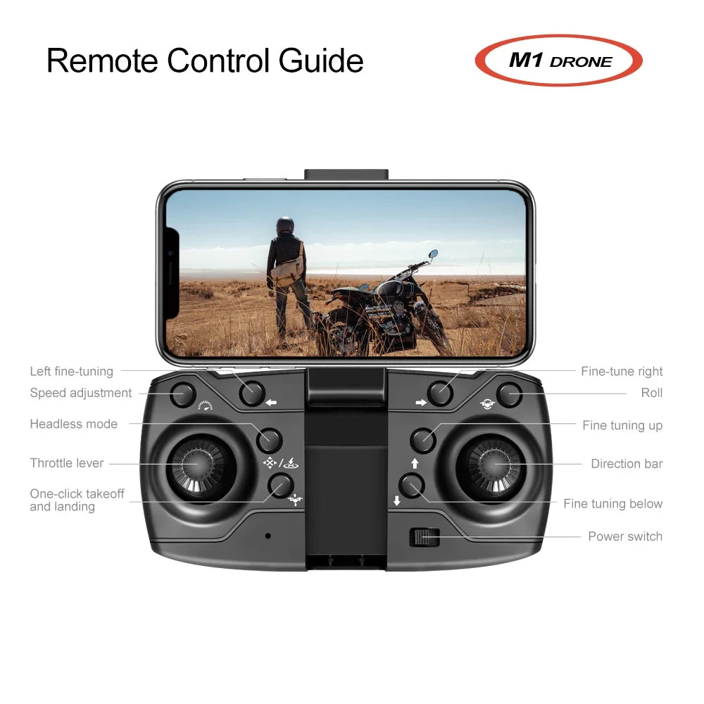 M1 Foldable Camera Drone with Dual HD Camera, Optical Flow, FPV & VR Glasses