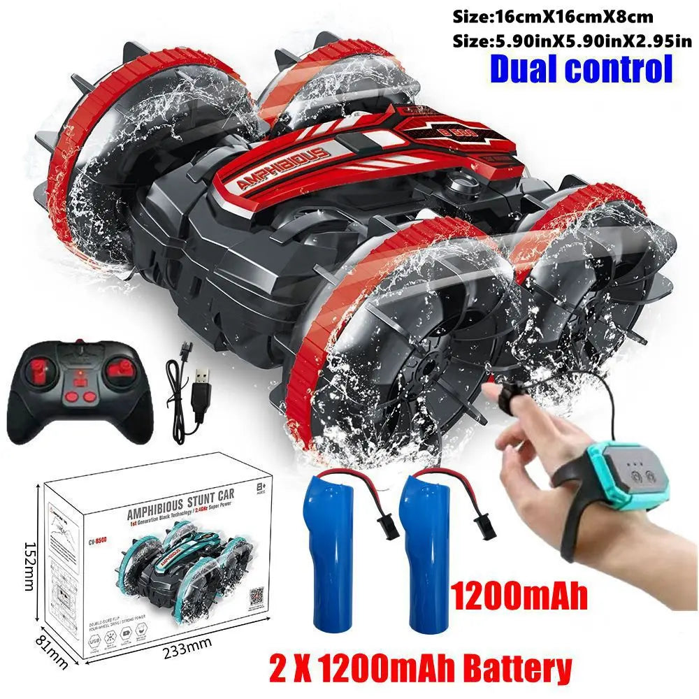 Amphibious RC Stunt Car 4WD Waterproof 360° Rotating Off-Road Toy