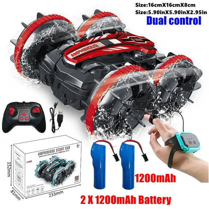 Amphibious RC Stunt Car 4WD Waterproof 360° Rotating Off-Road Toy