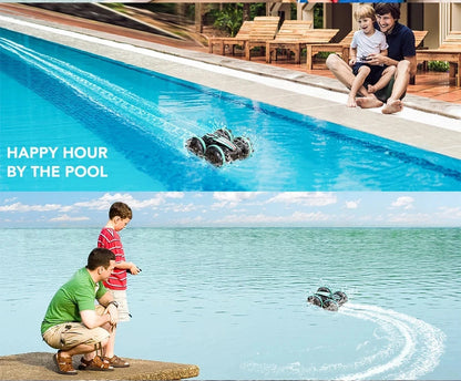 Amphibious RC Stunt Car 4WD Waterproof 360° Rotating Off-Road Toy