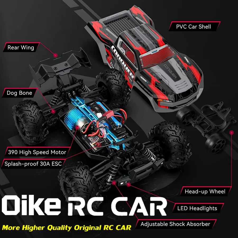 4WD Brushless RC Car – High-Speed Off-Road Racing Truck with LED Lights