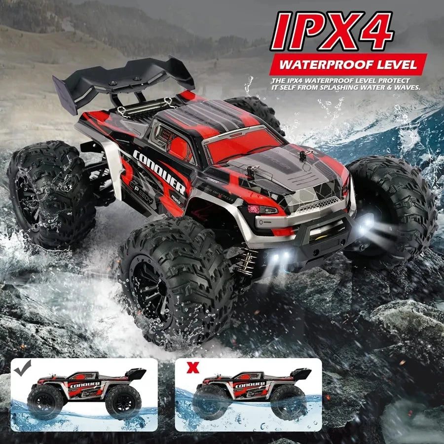 4WD Brushless RC Car – High-Speed Off-Road Racing Truck with LED Lights