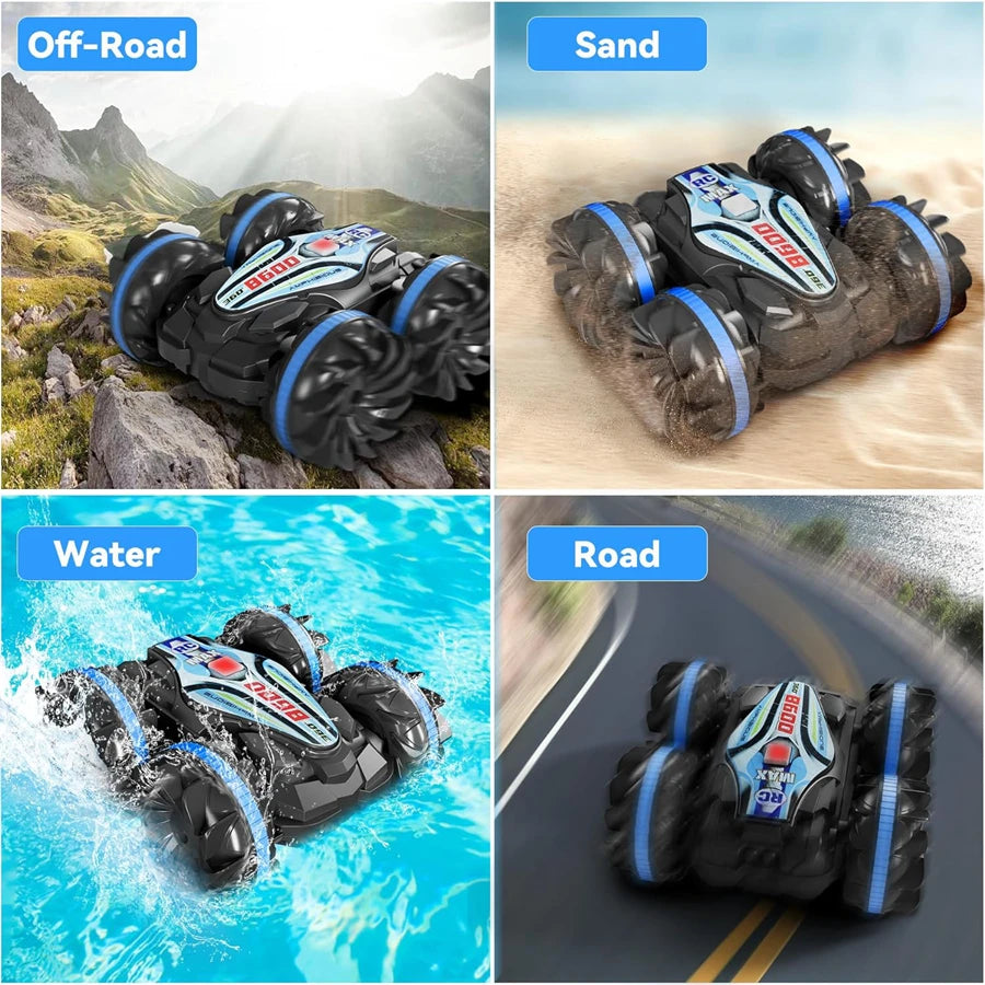 Amphibious RC Stunt Car 4WD Waterproof 360° Rotating Off-Road Toy