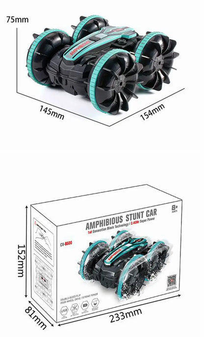 Amphibious RC Stunt Car 4WD Waterproof 360° Rotating Off-Road Toy