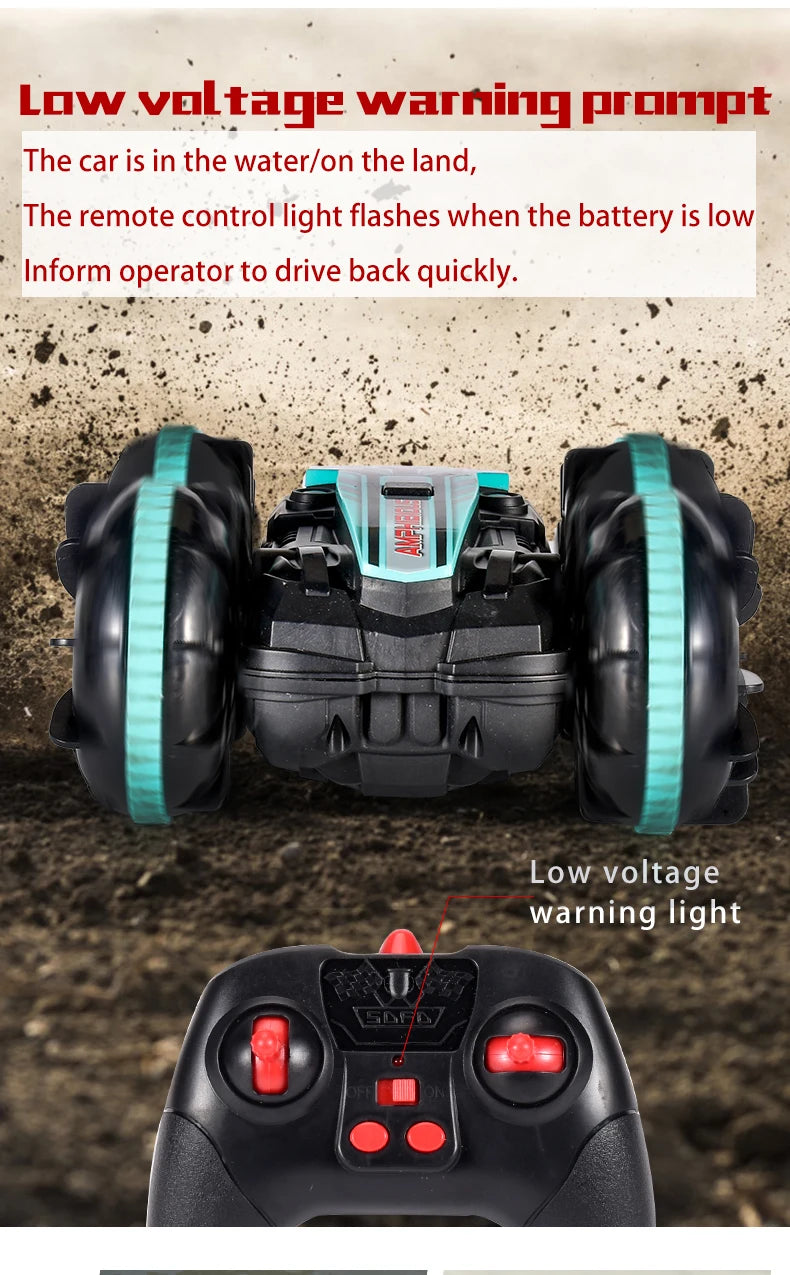 Amphibious RC Stunt Car 4WD Waterproof 360° Rotating Off-Road Toy