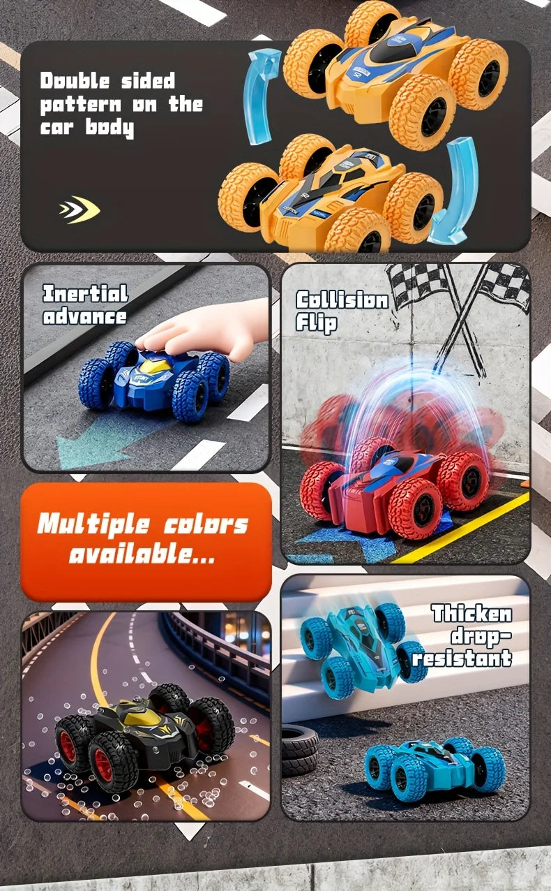 4–8 Pack 360° Rotating Stunt Toy Cars – Push & Go Friction-Powered Vehicles for Kids