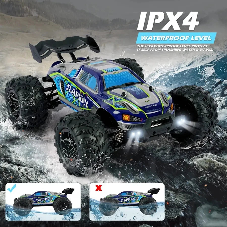 4WD Brushless RC Car – High-Speed Off-Road Racing Truck with LED Lights
