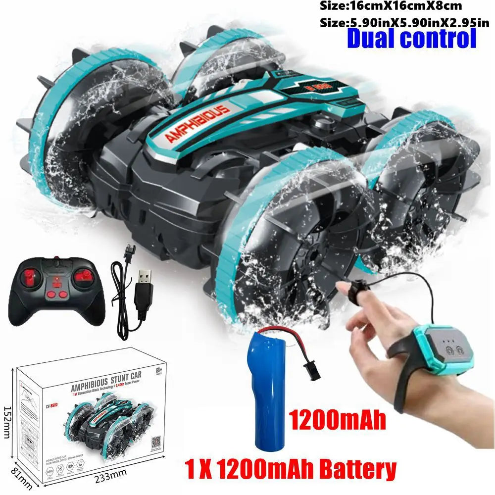 Amphibious RC Stunt Car 4WD Waterproof 360° Rotating Off-Road Toy