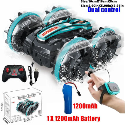 Amphibious RC Stunt Car 4WD Waterproof 360° Rotating Off-Road Toy