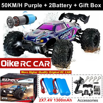 4WD Brushless RC Car – High-Speed Off-Road Racing Truck with LED Lights