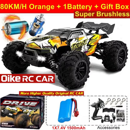 4WD Brushless RC Car – High-Speed Off-Road Racing Truck with LED Lights