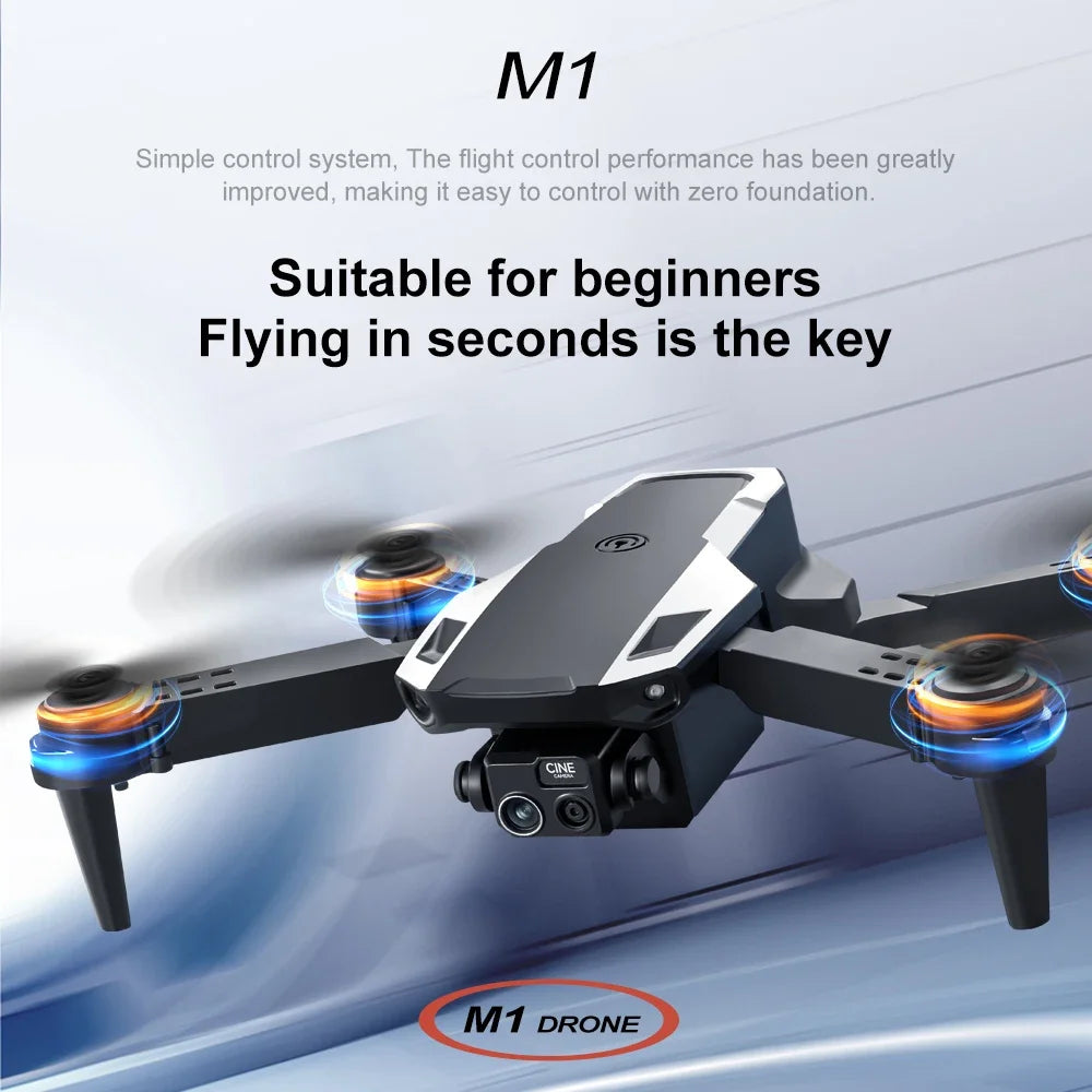 M1 Foldable Camera Drone with Dual HD Camera, Optical Flow, FPV & VR Glasses