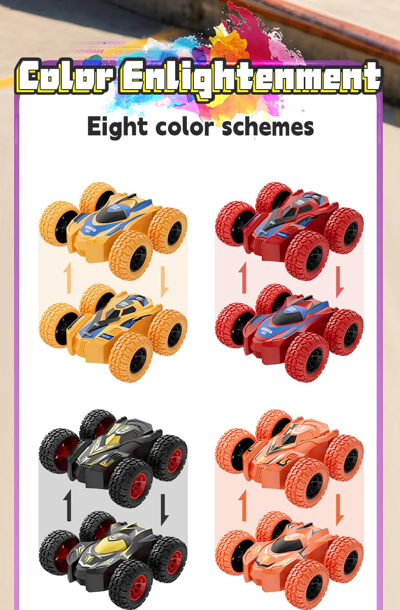 4–8 Pack 360° Rotating Stunt Toy Cars – Push & Go Friction-Powered Vehicles for Kids
