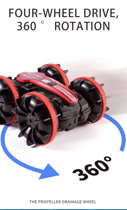 Amphibious RC Stunt Car 4WD Waterproof 360° Rotating Off-Road Toy