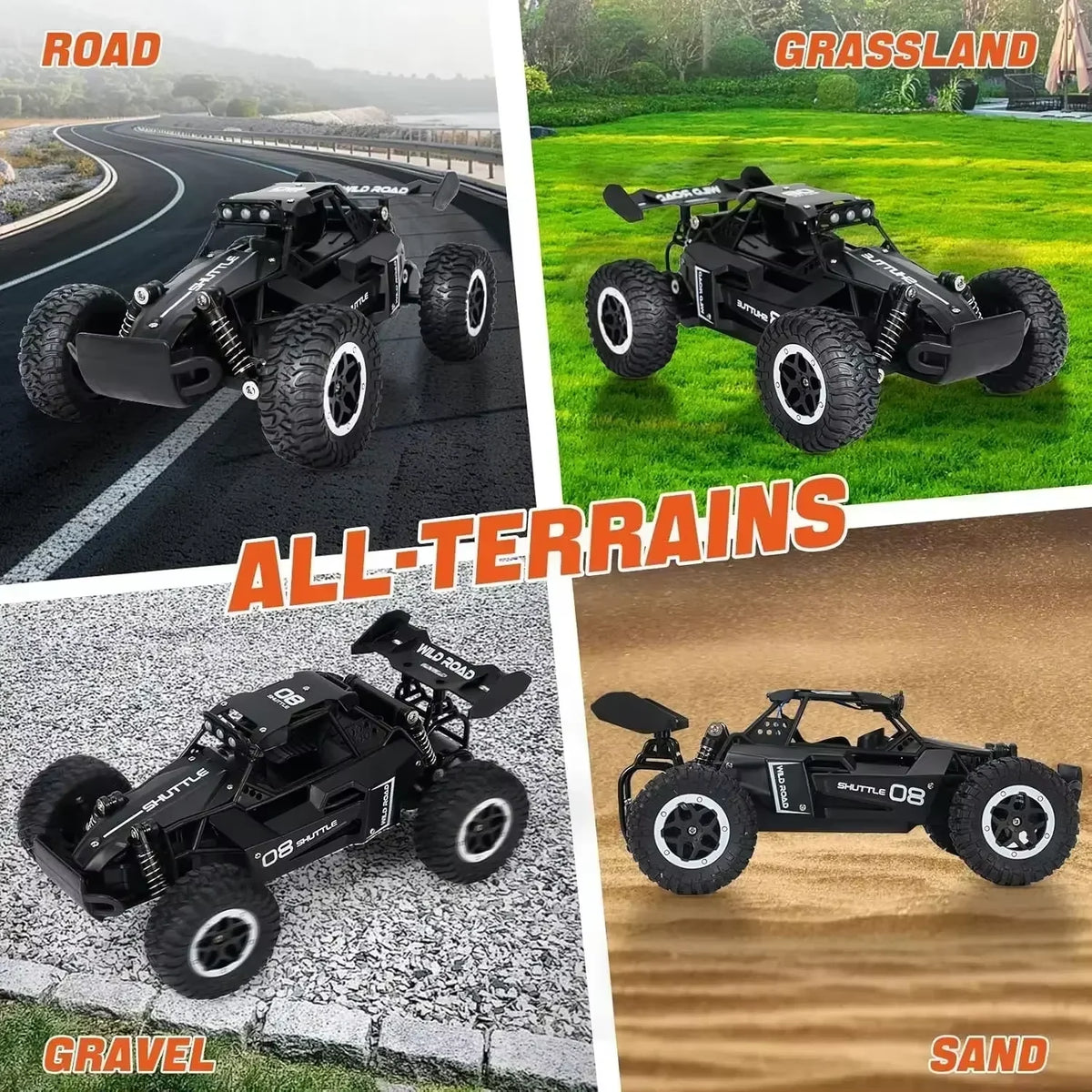 1:16 RC Monster Truck – 20KM/H Off-Road Car with LED Lights