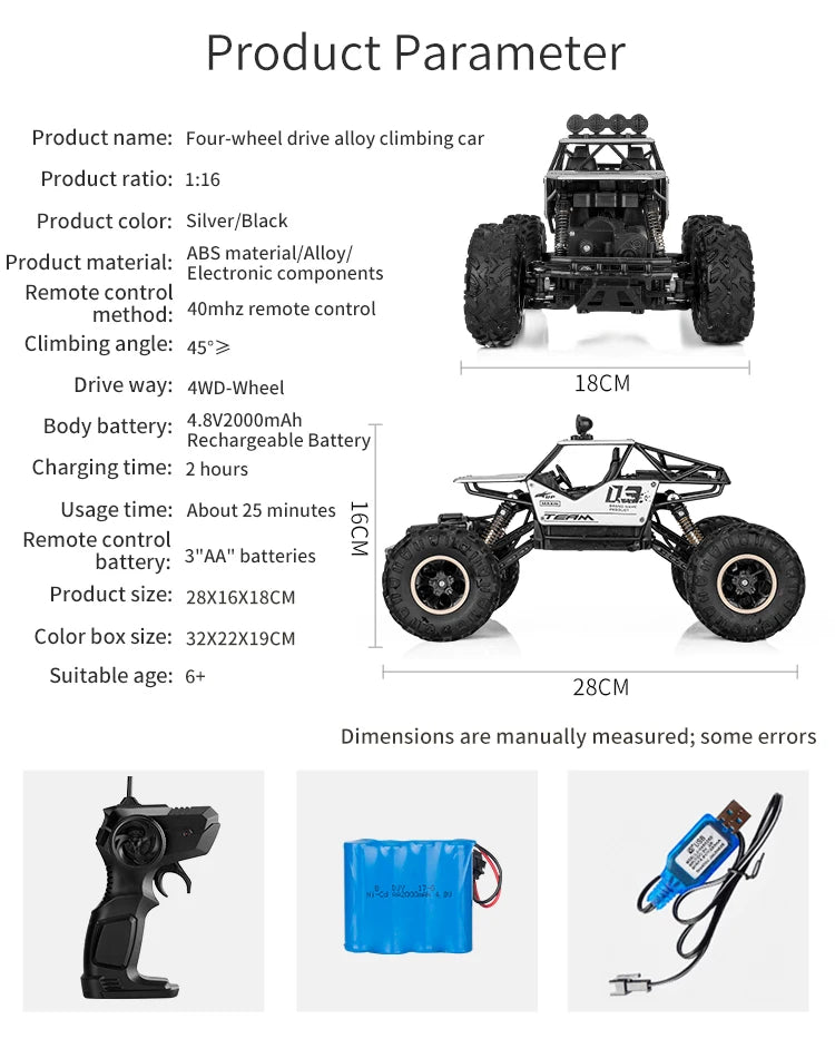 4WD RC Off-Road Climbing Car – All-Terrain Remote Control Truck