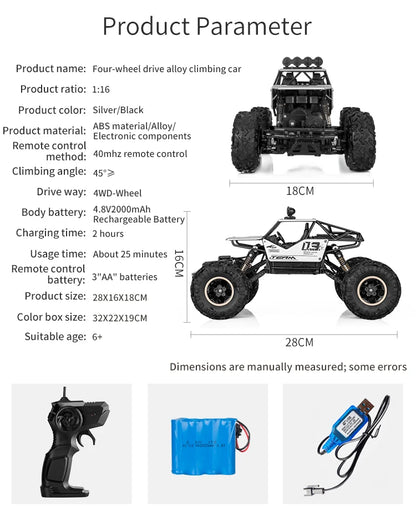 4WD RC Off-Road Climbing Car – All-Terrain Remote Control Truck