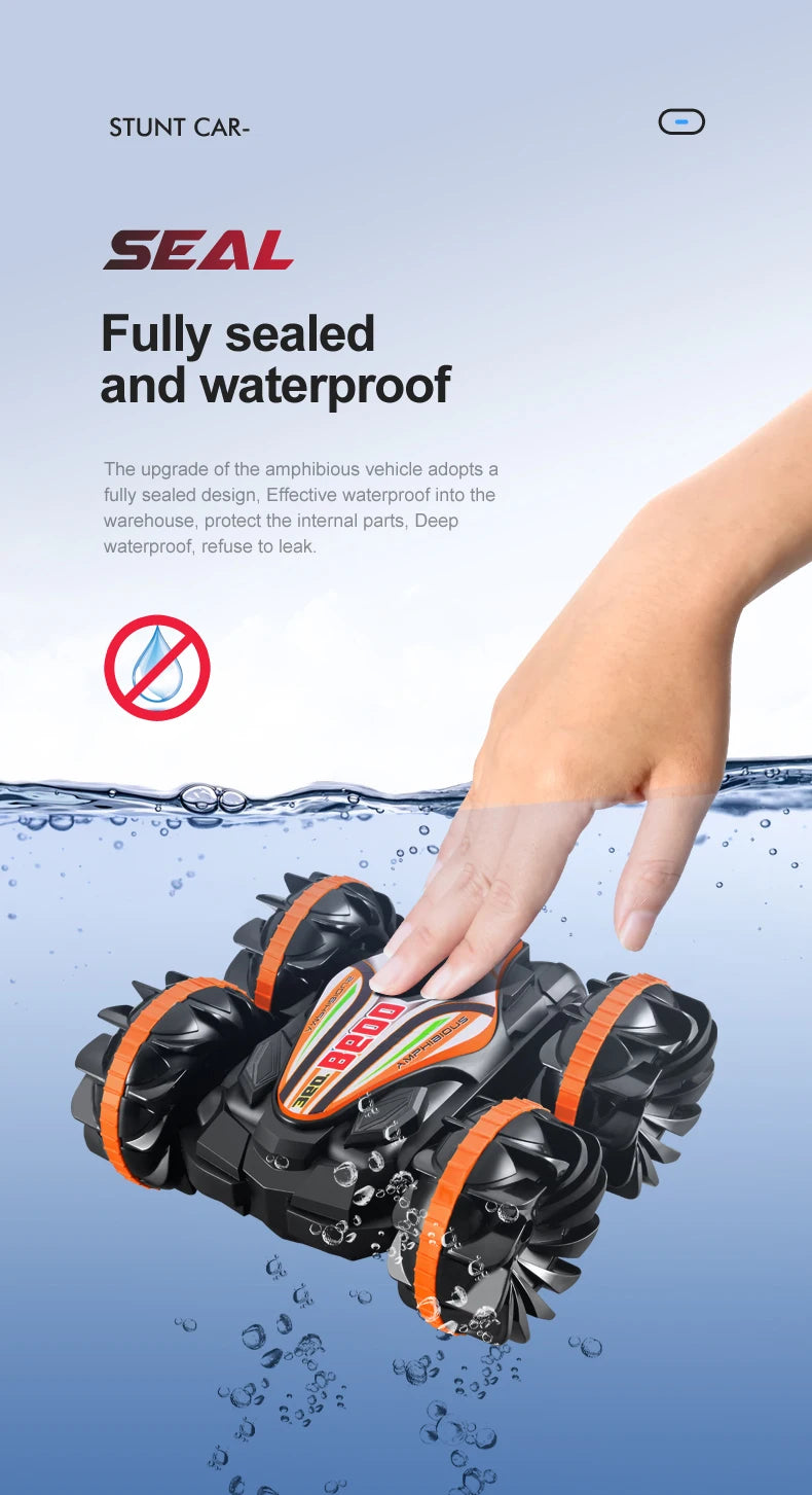 Amphibious RC Stunt Car 4WD Waterproof 360° Rotating Off-Road Toy