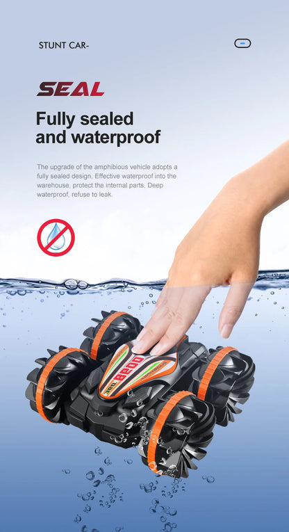 Amphibious RC Stunt Car 4WD Waterproof 360° Rotating Off-Road Toy