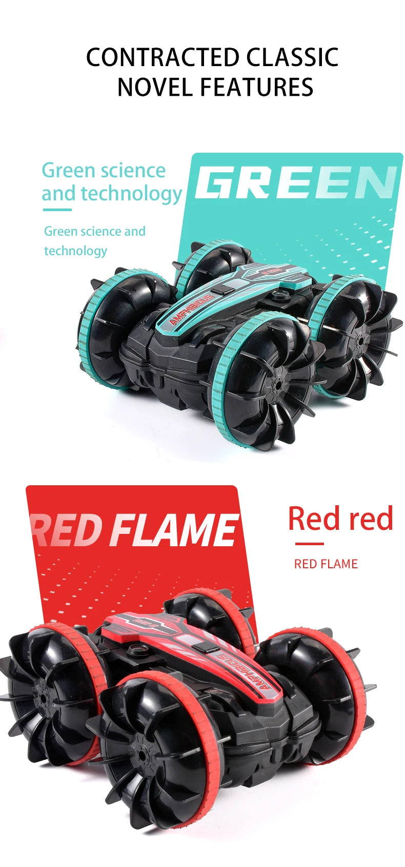Amphibious RC Stunt Car 4WD Waterproof 360° Rotating Off-Road Toy