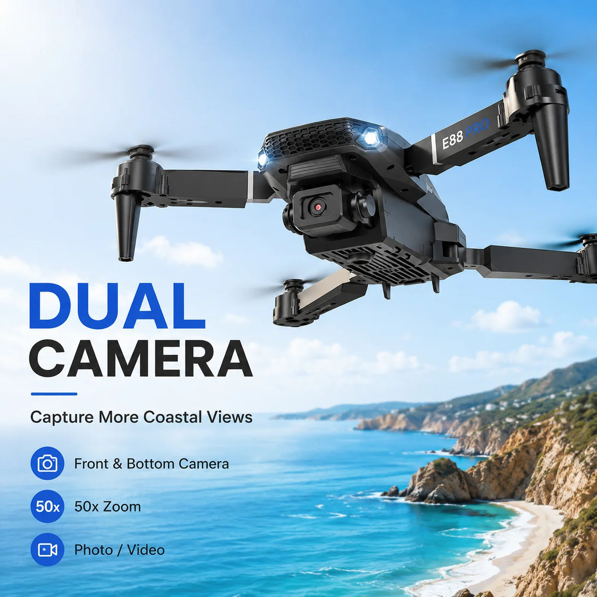 Mini 5 Pro RC Drone 4K Dual Camera WiFi FPV Quadcopter with Optical Flow Hover, Obstacle Avoidance & App Control