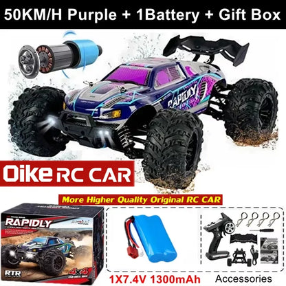 4WD Brushless RC Car – High-Speed Off-Road Racing Truck with LED Lights