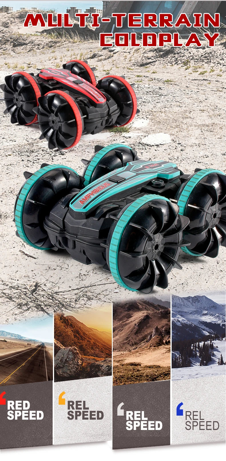 Amphibious RC Stunt Car 4WD Waterproof 360° Rotating Off-Road Toy