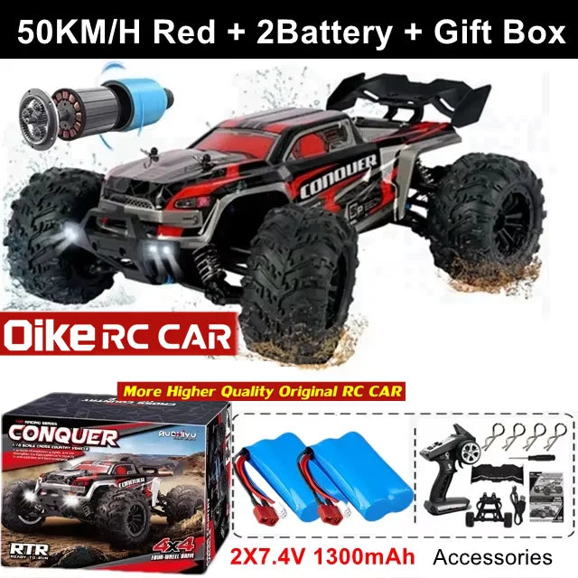 4WD Brushless RC Car – High-Speed Off-Road Racing Truck with LED Lights