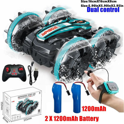 Amphibious RC Stunt Car 4WD Waterproof 360° Rotating Off-Road Toy