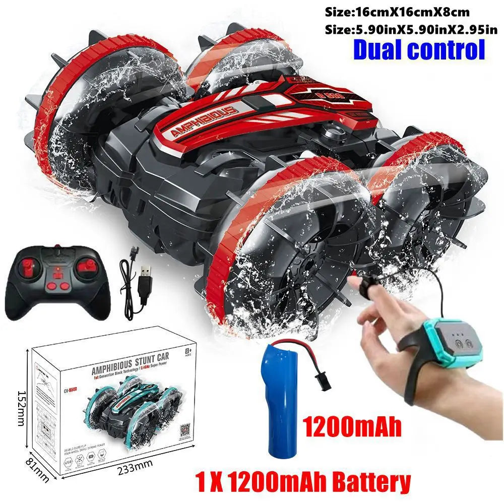 Amphibious RC Stunt Car 4WD Waterproof 360° Rotating Off-Road Toy